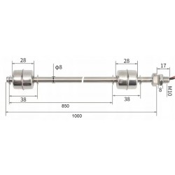 CZUJNIK POZIOMU CIECZY PŁYWAKOWY PODWÓJNY SS 1000mm