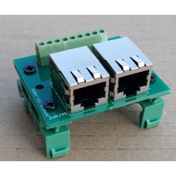 PŁYTKA UNIWERSALNA Z 2 GNIAZDAMI RJ45 - MOCOWANIE NA SZYNE DIN