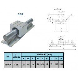 copy of PROWADNICA LINIOWA SBR20 WAŁEK PODPARTY 1000mm