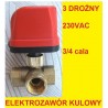 ZAWÓR 230V 1 lub 3/4 cala KULOWY elektrozawór 3 drożny