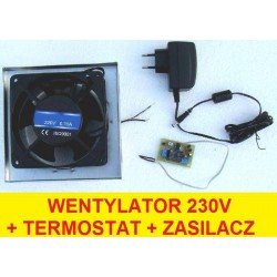 WENTYLATOR KOMINKOWY TURBINA 230V + TERMOSTAT 230V