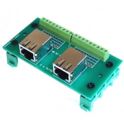 PŁYTKA UNIWERSALNA Z 2 GNIAZDAMI RJ45 - MOCOWANIE NA SZYNE DIN