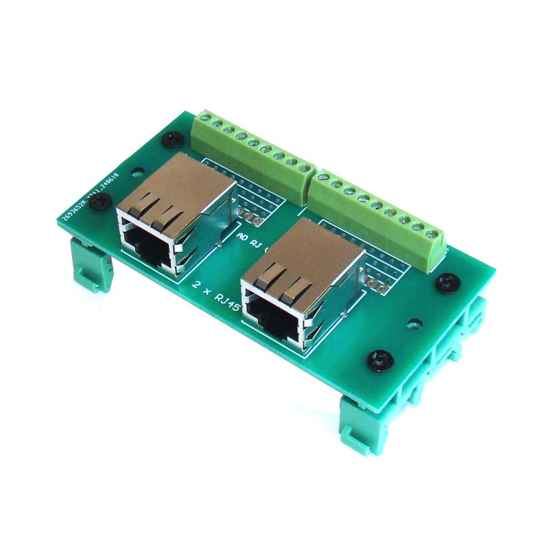 PŁYTKA UNIWERSALNA Z 2 GNIAZDAMI RJ45 - MOCOWANIE NA SZYNE DIN