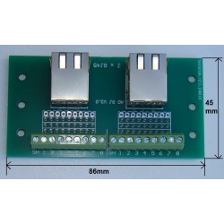 PŁYTKA UNIWERSALNA Z 2 GNIAZDAMI RJ45 - MOCOWANIE NA SZYNE DIN
